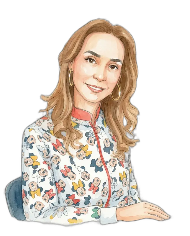 Dra. Ana María Álvarez, especialista en odontopediatría — retrato en acuarela